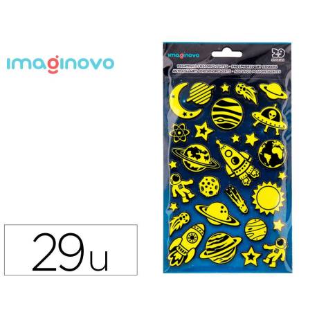 PEGATINAS MARCA IMAGINOVO LUMINOSAS PLANETAS CON RELIEVE 190X105 MM EN BLISTER