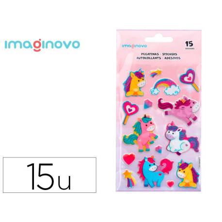 PEGATINAS MARCA IMAGINOVO UNICORNIOS MAGIC DREAMS CON BRILLO 190X105 MM EN BLISTER