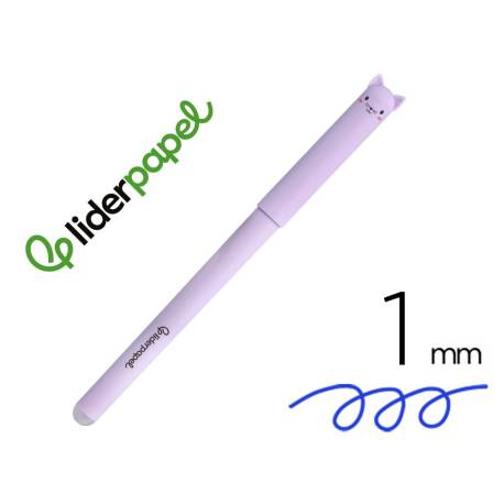 BOLIGRAFO FANTASIA MARCA LIDERPAPEL ANIMAL TOWN GATO TINTA AZUL BORRABLE PUNTA 1 MM