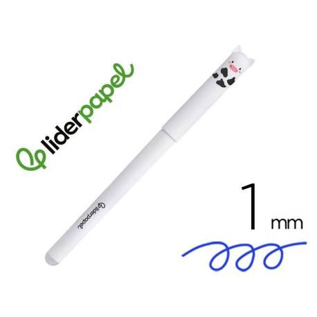BOLIGRAFO FANTASIA MARCA LIDERPAPEL ANIMAL TOWN VACA TINTA AZUL BORRABLE PUNTA 1 MM