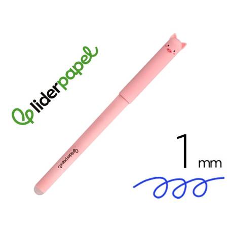 BOLIGRAFO FANTASIA MARCA LIDERPAPEL ANIMAL TOWN CERDO TINTA AZUL BORRABLE PUNTA 1 MM