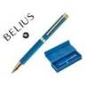 BOLIGRAFO BELIUS WILD WEST ALUMINIO AZUL MARINO DORADO TINTA COLOR AZUL CAJA DE DISEÑO