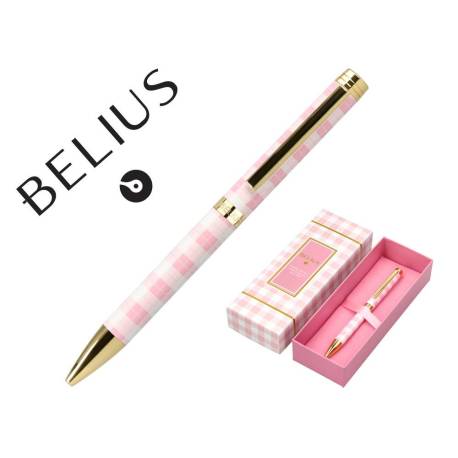 ROLLER MARCA BELIUS PERFECT PICNIC DAY ALUMINIO COLOR ROSA DORADO TINTA COLOR NEGRO CAJA DE DISEÑO