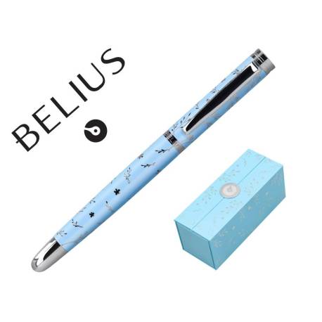 ROLLER MARCA BELIUS BELLA ALUMINIO COLOR AZUL CELESTE DISEÑO PLATEADO RELIEVE TINTA COLOR NEGRO CAJA DE DISEÑO