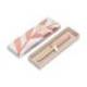 BOLIGRAFO MARCA BELIUS ROSE ALUMINIO COLOR BEIGE CLARO ORO ROSA TINTA AZUL CAJA DE DISEÑO