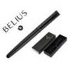 PLUMA BELIUS NEPTUNO ALUMINIO TEXTURA WAVY COLOR AZUL MARINO TINTA AZUL CAJA DE DISEÑO
