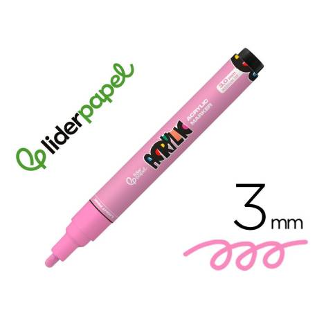 ROTULADOR MARCA LIDERPAPEL ACRYLIC BASE AGUA TODO TIPO DE SUPERFICIE PUNTA REDONDA 3 MM ROSA CLARO