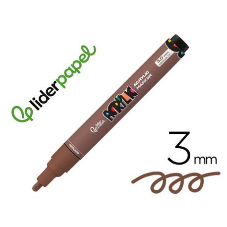 ROTULADOR MARCA LIDERPAPEL ACRYLIC BASE AGUA TODO TIPO DE SUPERFICIE PUNTA REDONDA 3 MM MARRON
