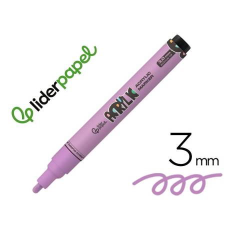 ROTULADOR MARCA LIDERPAPEL ACRYLIC BASE AGUA TODO TIPO DE SUPERFICIE PUNTA REDONDA 3 MM LILA