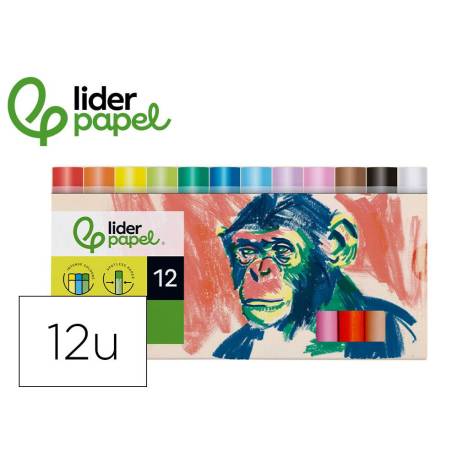 LAPICES CERA BLANDA MARCA LIDERPAPEL REDONDA CAJA DE 12 UNIDADES COLORES SURTIDOS