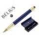 BOLIGRAFO BELIUS SOIREE ALUMINIO AZUL MARINO Y DORADO TINTA AZUL CAJA DE DISEÑO