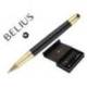 BOLIGRAFO Y ESTUCHE BELIUS SOIREE NEGRO Y DORADO TINTA AZUL CAJA DE DISEÑO
