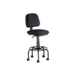 Taburete con ruedas y respaldo rocada para mesa de dibujo negro regulable en altura hasta 725 mm tela ignifuga