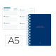 AGENDA ESCOLAR LIDERPAPEL 25-2 6 ESPIRAL CLASSIC AZUL OSCURO SEMANA VISTA A5 BILINGÜE PAPEL FSC 70 GR