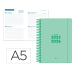 AGENDA ESCOLAR LIDERPAPEL 25-26 ESPIRAL BASIC VERDE MENTA 2 DIAS PAGINA DIN A5 BILINGÜE PAPEL FSC 70 GR
