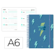 AGENDA ESCOLAR LIDERPAPEL 25-26 ESPIRAL PATTERNS RAYOS AZUL SEMANA VISTA A6 BILINGÜE PAPEL FSC 80 GR