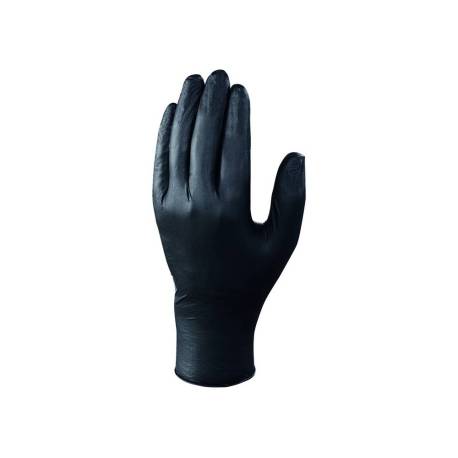 GUANTES DE NITRILO MARCA DELTAPLUS QUIMICO DESECHABLE NO EMPOLVADO TALLA 9/10 COLOR NEGRO CAJA DE 100 UNIDADES