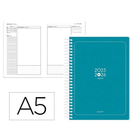 AGENDA ESCOLAR MARCA ANTARTIK 25-26 ESPIRAL ESSENTIALS AZUL OSCURO DIA PAGINA A5 BILINGÜE PAPEL FSC 80 GR