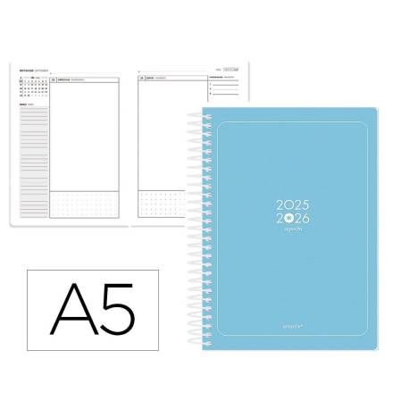 AGENDA ESCOLAR MARCA ANTARTIK 25-26 ESPIRAL ESSENTIALS AZUL DIA PAGINA A5 BILINGÜE PAPEL FSC 80 GR
