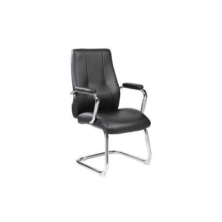 SILLA MARCA ROCADA CONFIDENTE BRAZOS FIJOS ESTRUCTURA CROMADA ASIENTO Y RESPALDO TAPIZADO SIMILPIEL NEGRO