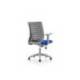 SILLA MARCA ROCADA DE OFICINA BRAZOS REGULABLES ESTRUCTURA GRIS RESPALDO MALLA Y ASIENTO TELA IGNIFUGA AZUL