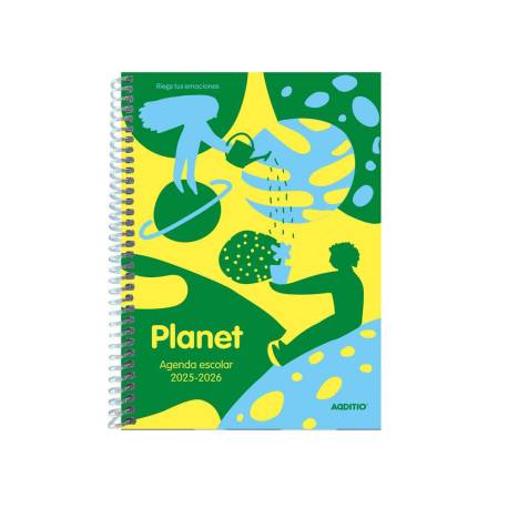 AGENDA ESPIRAL MARCA ADDITIO ESCOLAR PLANET DIN A5 SEMANA VISTA 128 PAGINAS TAPA POLIPROPILENO 150X210 MM