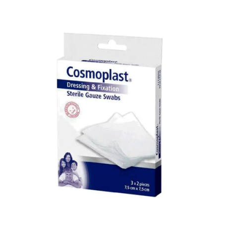 GASA ESTERILIZADA COSMOPLAST UNIVERSAL 75X75 MM CAJA DE 6 UNIDADES