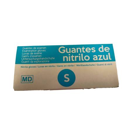 GUANTES DE NITRILO MARCA SANYC ECO DESECHABLE NO EMPOLVADO TALLA S COLOR AZUL CAJA DE 100 UNIDADES