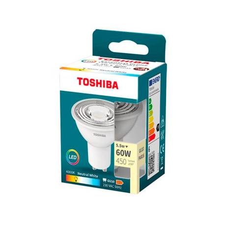 FOCO LED MARCA TOSHIBA ESSENTIAL GU10 5.5W LUZ NEUTRA 4000K