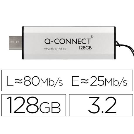 MEMORIA USB MARCA Q-CONNECT FLASH DRIVE 128 GB 3.2 TIPO C