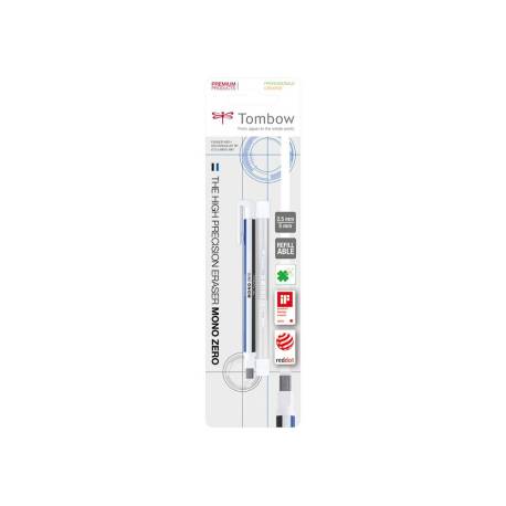 PORTAGOMAS MARCA TOMBOW MONO ZERO CON CLIP GOMA RECTANGULAR 2,5MM X 5MM+ 2 RECAMBIOS