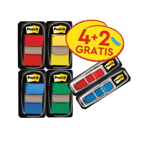 BANDERITAS SEPARADORAS MARCA POST-IT 680 DISPENSADOR 50 HOJAS 4 COLORES SURTIDOS + 2 DISPENSADORES 684 FLECHA 2