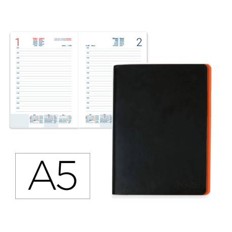 AGENDA ENCUADERNADA MARCA LIDERPAPEL SIFNOS A5 2026 NARANJA PAPEL 70 GR FSC