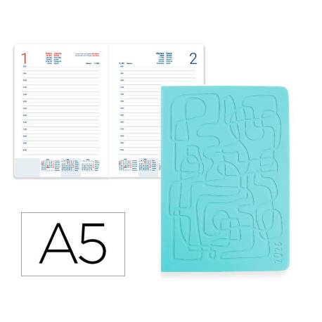 AGENDA ENCUADERNADA MARCA LIDERPAPEL ICARIA A5 2026 DIA PAGINA DESIGN 2 PAPEL 70 GR