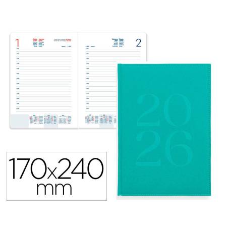 AGENDA ENCUADERNADA MARCA LIDERPAPEL CRETA 170X240 MM 2026 DIA PAGINA VERDE PAPEL 70 GR