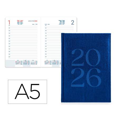 AGENDA ENCUADERNADA MARCA LIDERPAPEL CRETA 150X210 MM 2026 DIA PAGINA AZUL PAPEL 70 GR