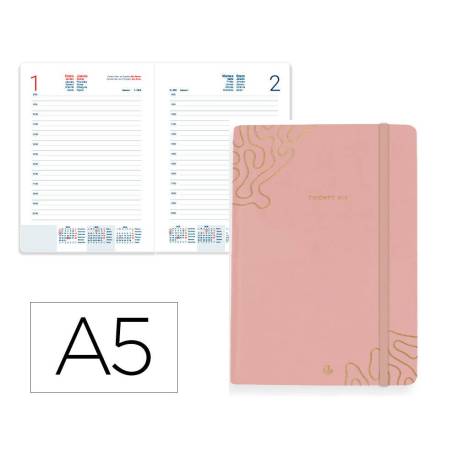 AGENDA ENCUADERNADA MARCA LIDERPAPEL EFIRA A5 2026 DIA PAGINA DESIGN 2 PAPEL 70 GR