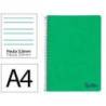 CUADERNO ESPIRAL MARCA LIDERPAPEL A4 WONDER TAPA PLASTICO 80H 90GR PAUTA ANCHA 3,5MM CON MARGEN COLOR VERDE OSCURO