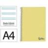 CUADERNO ESPIRAL MARCA LIDERPAPEL A4 WONDER TAPA PLASTICO 80H 90GR PAUTA ESTRECHA 2,5MM CON MARGEN COLOR AMARILLO