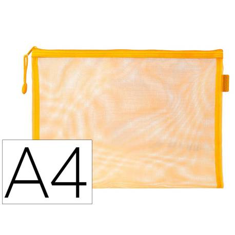 BOLSA ZIPPER BAG MARCA LIDERPAPEL POLIESTER TRANSPIRABLE MULTIUSOS DIN A4 AMARILLO