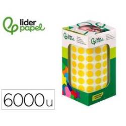 GOMETS MARCA LIDERPAPEL AUTOADHESIVO S CIRCULOS 10,5 MM AMARILLO ROLLO DE 6000 UNIDADES EN CAJA DE CARTON