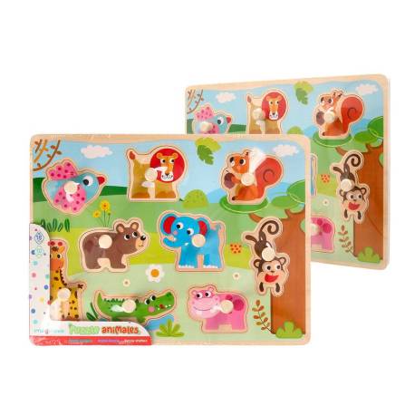 PUZLE INFANTIL MARCA IMAGINOVO MADERA ANIMALES +18 MESES 9 PIEZAS 30X22,5X1,5CM