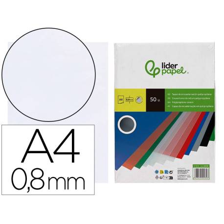 Tapa de Encuadernacion Polipropileno Liderpapel DIN A4 Transparente 0.8mm pack 50 uds