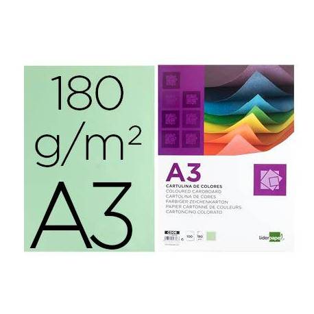 Cartulina Liderpapel verde a3 180 g/m2