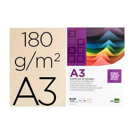 Cartulina Liderpapel crema a3 180 g/m2