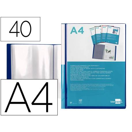 Carpeta escaparate 40 fundas fijas Beautone azul 40 micras