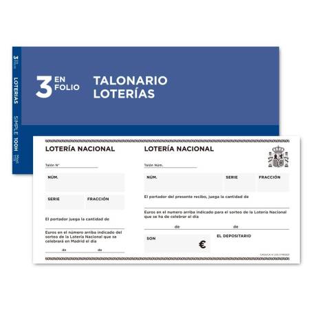 Talonario Loteria 3 en folio Liderpapel