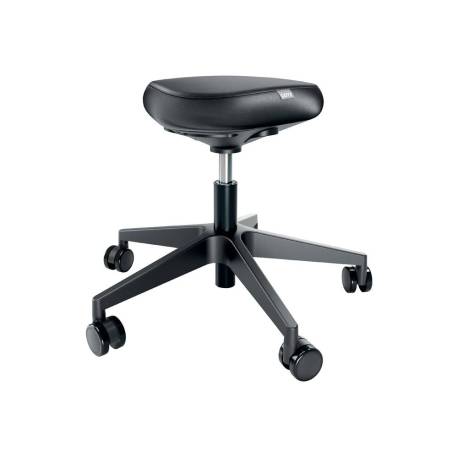TABURETE MARCA LEITZ ERGO CON ASIENTO TRIANGULAR 5 RUEDAS GIRATORIAS REGULABLE EN ALTURA HASTA 59 CM NEGRO