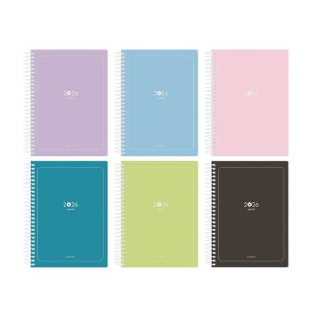 AGENDA ESPIRAL MARCA ANTARTIK 2026 ESSENTIALS EXPOSITOR DE 8 UNIDADES SURTIDAS