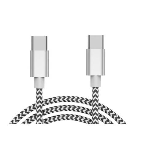 CABLE USB-C A USB-C MARCA Q-CONNECT NAILON LONGITUD 1M BLANCO